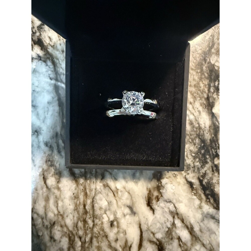JEULIA Signed Sterling Silver 925 Cubic Zirconia Engagement Style W/Box Sz 12